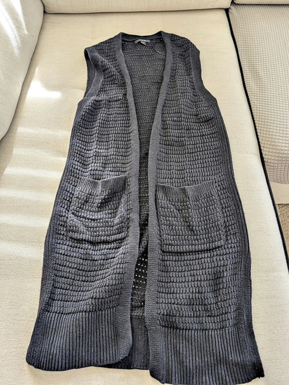 Cardigan Vest Long Knit in Black